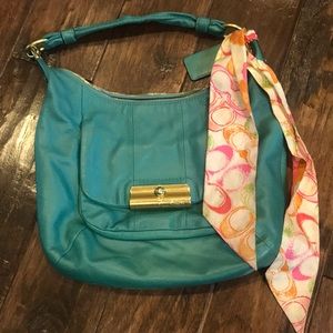 Coach Kristen leather hobo in Aegean Green
